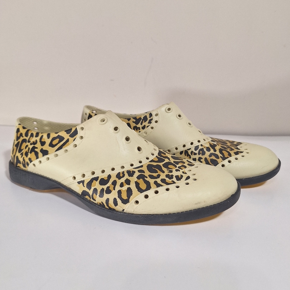 Biion The Oxford Leopard Print Spikeless Golf Shoes Flats W5/M3/EU35